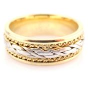 14K Yellow and White Gold Engagement Ring, For Him