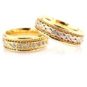 14K Yellow and White Gold Engagement Ring, For Couple