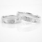 14K White Gold Engagement Ring, For Couple