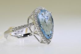 Aquamarine & Diamond Ring
