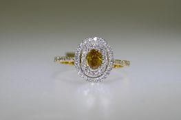 Oval Cognac Diamond Ring