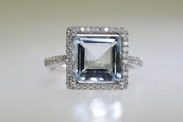 Aquamarine & Diamond Ring