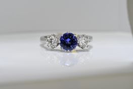 Round Tanzanite & Diamond Ring