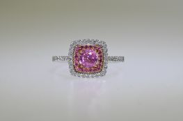 Pink Sapphire & Diamond Ring