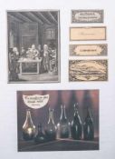 5 versch. Weinetiketten: 1x 1811 Ausstich Deidesheimer, 1x Steinwein, 1x Laubenheimer, 1x