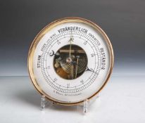 Altes Barometer (wohl 20. Jahrhundert), Wetterstation, schweres Gehäuse aus Messing,<
