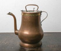 Große Kupferkanne (wohl 17./18. Jahrhundert), bauchige Grundform, Deckel abschließbar,<b