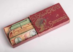 Stollwercks Stereoskop, Chocolade, kleiner Metall-Stereobetrachter, mit original Karton