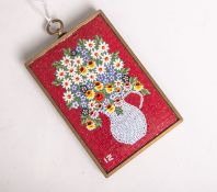 Mikromosaikbild aus Glas (wohl 20. Jahrhundert), Darstellung eines Kruges m. Blumenstrauß,sign. 