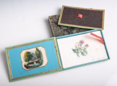 Deckelkästchen aus Karton (wohl 1. Hälfte 19. Jahrhundert), farbig gestaltet und mit