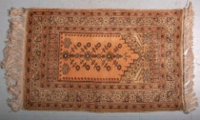 Kl. Wandteppich (Türkei, ca. 80 Jahre alt), Seide auf Seide, handgeknüpft, Pflanzenfarben,