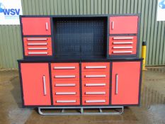 Unused 7' Work Bench/Tool Cabinet, 18 Drawers, Lock Anti Slip Liners