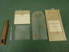 VERY RARE WW2 PILOTS A.M. PROTRACTOR, PLOTTER AND COMPASS/DIVIDERS IN ORIGINAL CASE