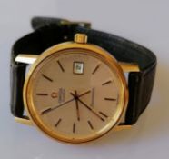 A gent's Omega Seamaster quartz wristwatch, dial 34mm with baton markers, date aperture, on a