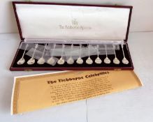 A cased set of twelve silver spoons, The Tichborne Celebrities, London, 1978 with booklet, 264g