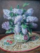 Indistinctly signed, Collis (?), STILL LIFE OF FLOWERS, oil on board, signed and dated bottom right,