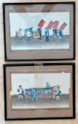 Two 19th century Chinese watercolours on paper depicting court officials, each 20 x 32 cm, paper