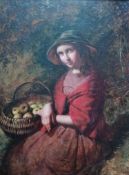 Attributed to Edward John Cobbett (1815-1899), THREE QUARTER PORTRAIT WITH APPLES, oil on board in