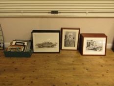 Large Quantity of Framed Motoring Related Pictures inc. Ferrari and Rolls Royce