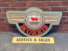 Morris Advertising Sign On Board with a Sales & Service Sign