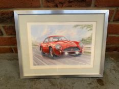 Watercolour of an Aston Martin DB4 by Steven Massey