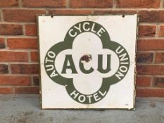 Auto Cycle Union Hotel Double sided Enamel Sign