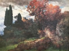 Hermann Traugott Rüdisühli (1864-1944), Südliche Landschaft mit Ruine, sign. und dat. 1919, Öl/Karto