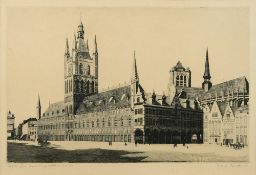 Marcel Schuette [19/20th Century]- Ypres before The Great War,:- etching, signed and dated 1929,