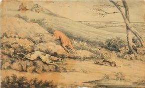 STUBBS, George : ' Shooting,' Plates 1 & 2, large copper engravings 530 x 390mm,