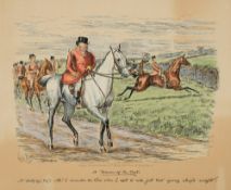 HUNTING : 12 Comical hand coloured prints, approx.