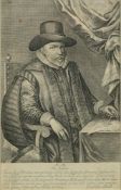 SPEED, John : Copper engraved portrait print of John Speed, size 295 x 190 mm,