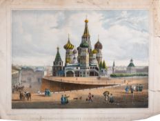 MOSCOW : ' Basilique De Saint Basile,' hand coloured lithograph, size 340 x 250 mm, Lemercier,