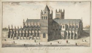 EXETER CATHEDRAL : 2 large eighteenth century copper plates by Bickham, 570 x 90mm (one laid down),