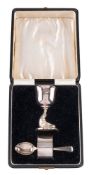 A George VI silver three-piece christening set, maker Adie Brothers, Birmingham,
