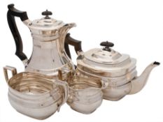 A George V silver four-piece tea and coffee service, maker Ollivant & Botsford, London,