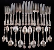 A matched silver Kings pattern flatware service, various makers and dates,