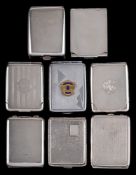 A collection of eight various silver match book holders, various makers and dates: some initialled,