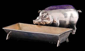 An Edwardian novelty silver pin cushion, maker Tozer, Kernsley & Fisher, Birmingham,