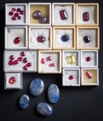 A collection of natural and simulated loose gemstones to include an oval star sapphire: