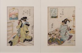Eisen, woodblock print of a courtesan: 34 x 23cm,