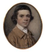 Circle of John Ramage [1748-1802]- A miniature portrait of a young man,: head and shoulders,