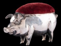 A George V novelty silver pin cushion, maker, Henry Matthews, Birmingham,