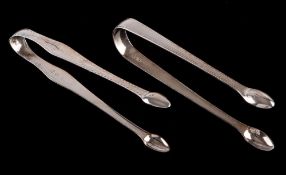 A pair of George III silver sugar tongs, maker Solomon Hougham, London, 1794: initialled, 14.