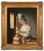 Henry Robert Morland [1716-1797]- Churning butter,:- oil on canvas, 74 x 61cm. * Provenance.