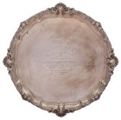 A George V silver presentation salver, maker G.