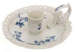 A very rare First Period Worcester chamber chamberstick: with leaf moulded socket,