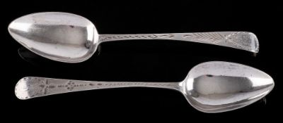 A George III provincial silver Old English pattern tablespoon, maker Joseph Hicks,
