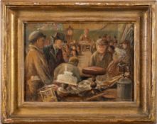 * Dulcie Lambrick [1902-1981]- A Country Auction,:- signed, oil on board, 14 x 20cm.
