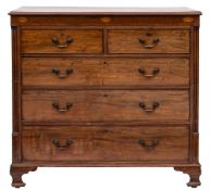 An early 19th Century mahogany and inlaid rectangular chest:, the top with a moulded edge,