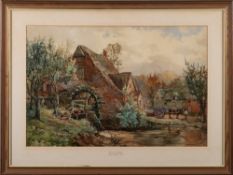Oliver Baker [1856-1939]- The Water Mill,:- signed bottom right watercolour, 44 x 67cm.